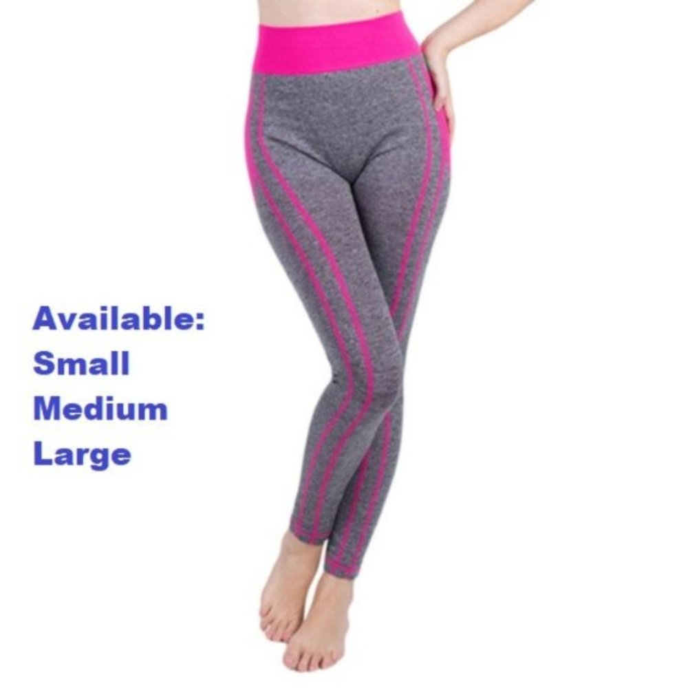 Gray with Pink Design Yoga Pants